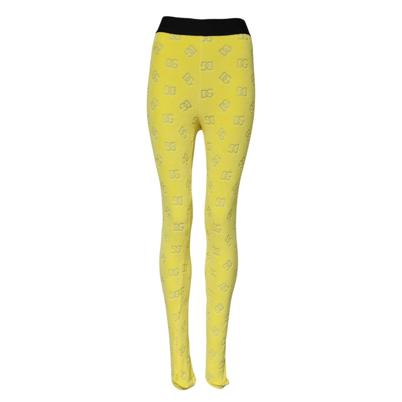 Dolce & Gabbana Yellow Logo Slim Fit Leggings Pants