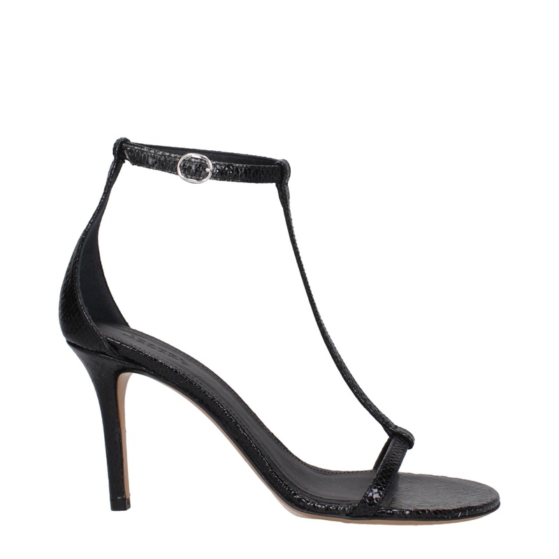 Isabel Marant Black Leather Stiletto Heels Sandals