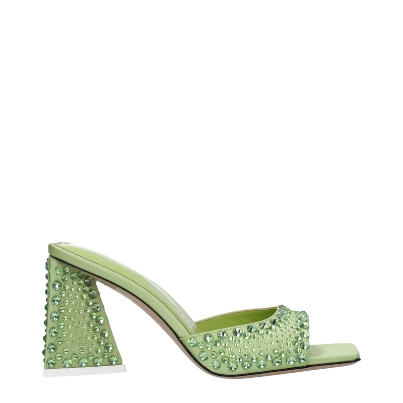 The Attico Green Satin Stiletto Heels Sandals
