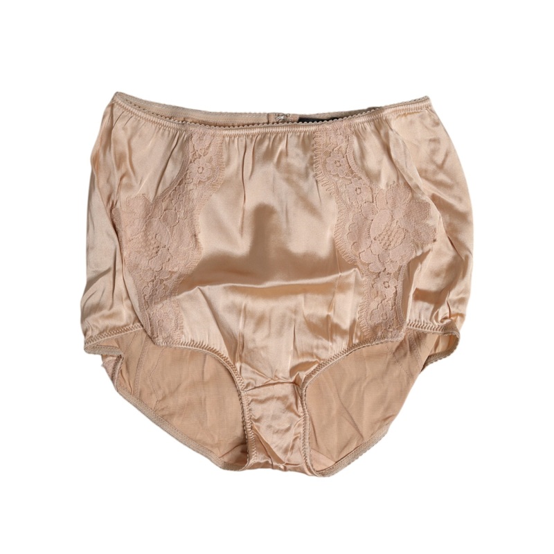 Dolce & Gabbana Beige Silk Lace High Waist Bikini Panty Underwear