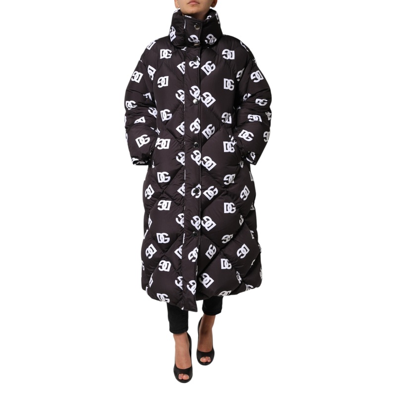 Dolce & Gabbana Black DG Mania Puffer Quilted Long Coat Jacket
