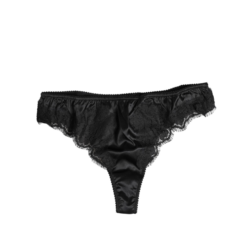 Dolce & Gabbana Black Silk Lace Stretch Bikini Panty Underwear