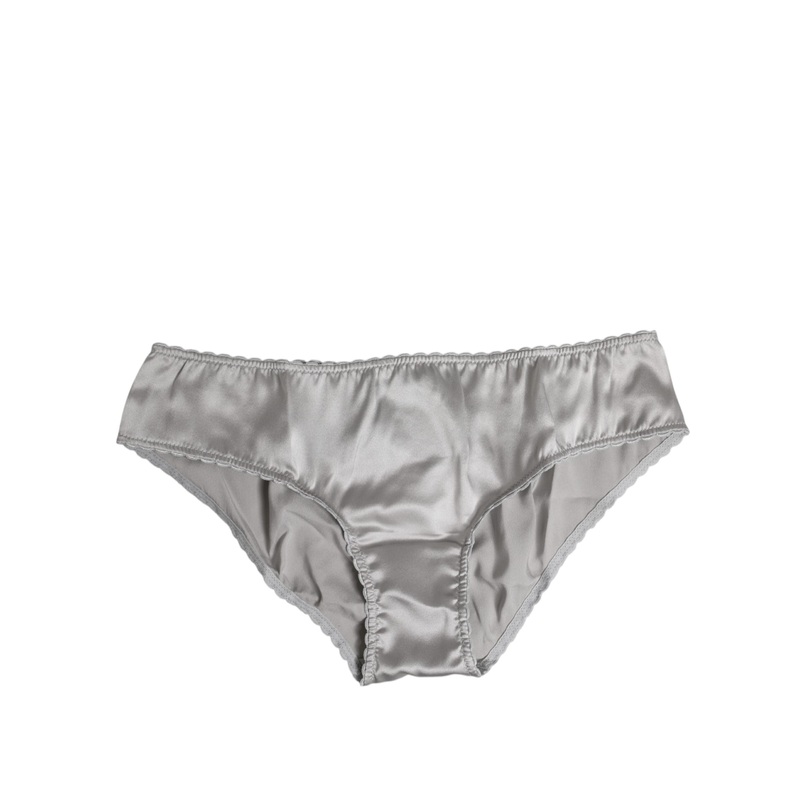Dolce & Gabbana Gray Silk Stretch Bottom Low Waist Panty Underwear