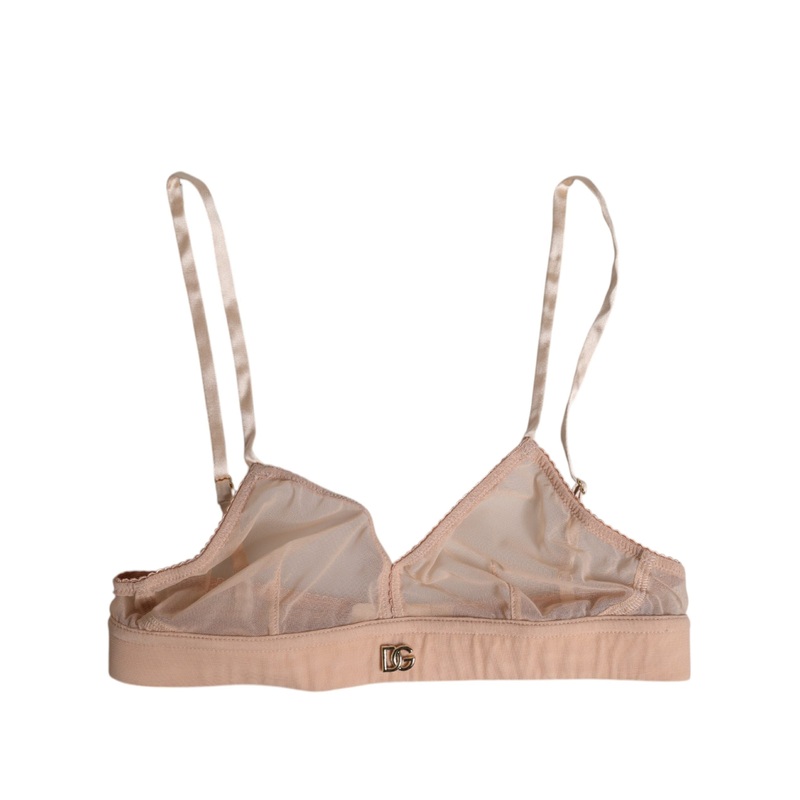 Dolce & Gabbana Powder Pink Nylon DG Logo Non Wire Bra Underwear