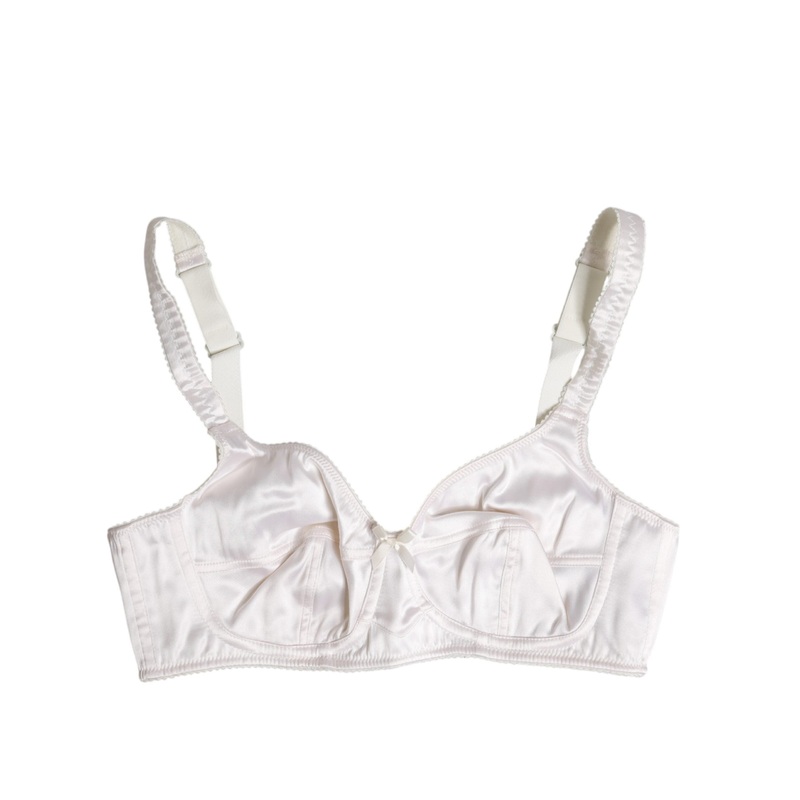 Dolce & Gabbana White Silk Balconette Non Wire Bra Underwear