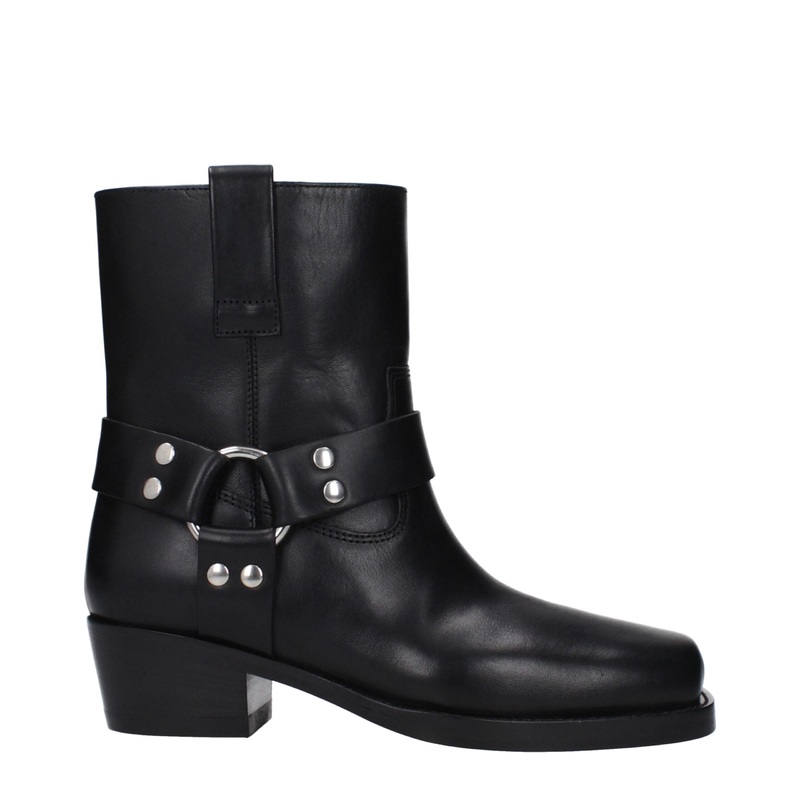 Paris Texas Black Leather Ankle Boots