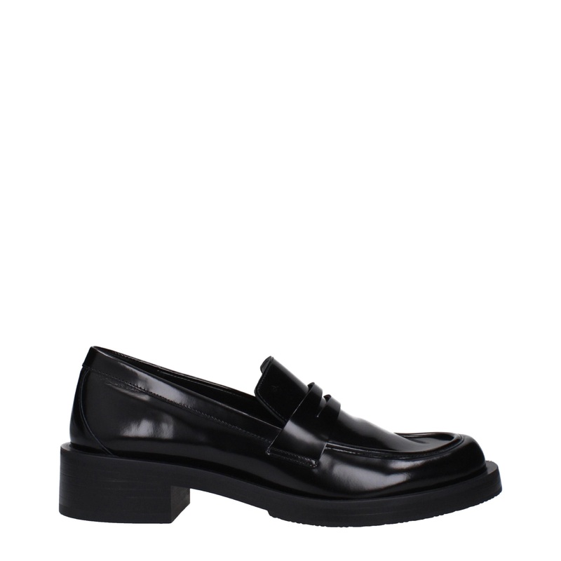 Stuart Weitzman Black Leather Slip-On Loafers