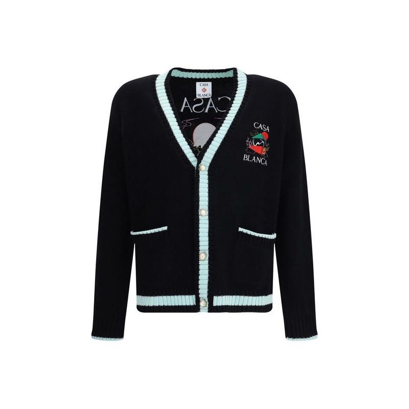Casablanca Merino Wool embroidered Cardigan