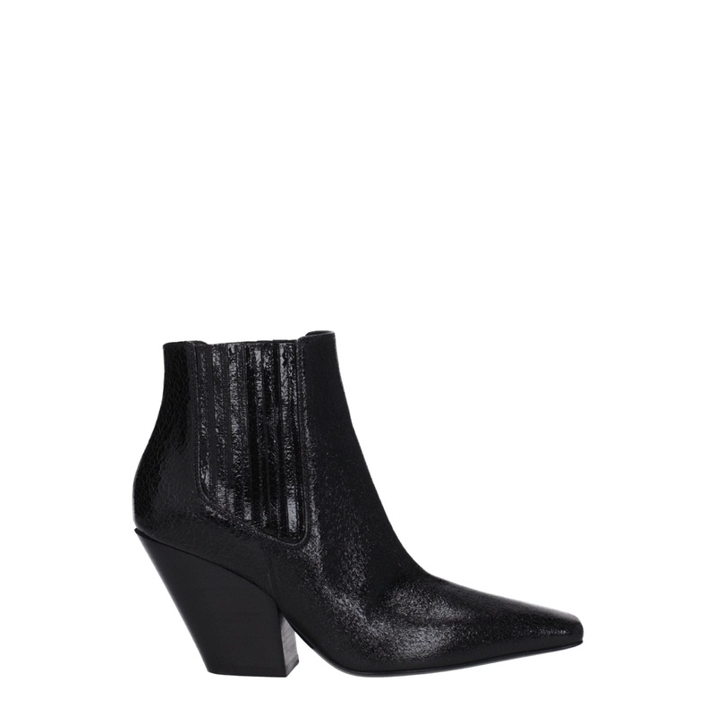 Casadei Black Leather Ankle Boots