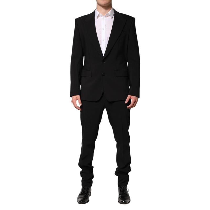 Dolce & Gabbana Black Cotton Single Breasted 2 Piece Suit