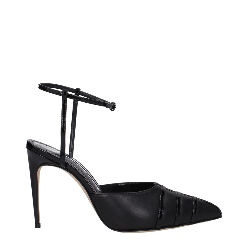 Manolo Blahnik Black Leather High Heel Pumps