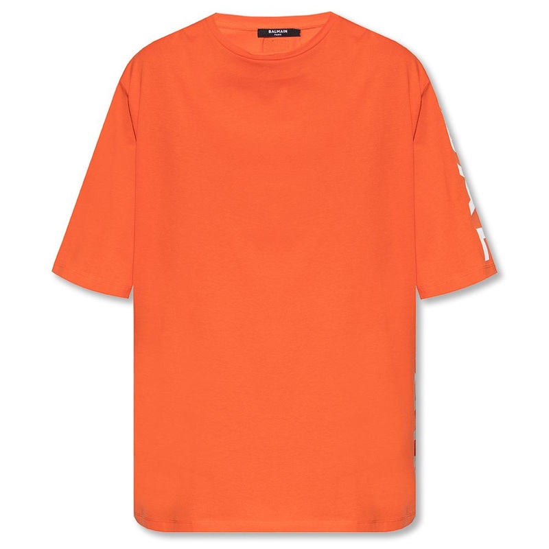 Balmain Orange Cotton T-Shirt|L|XL