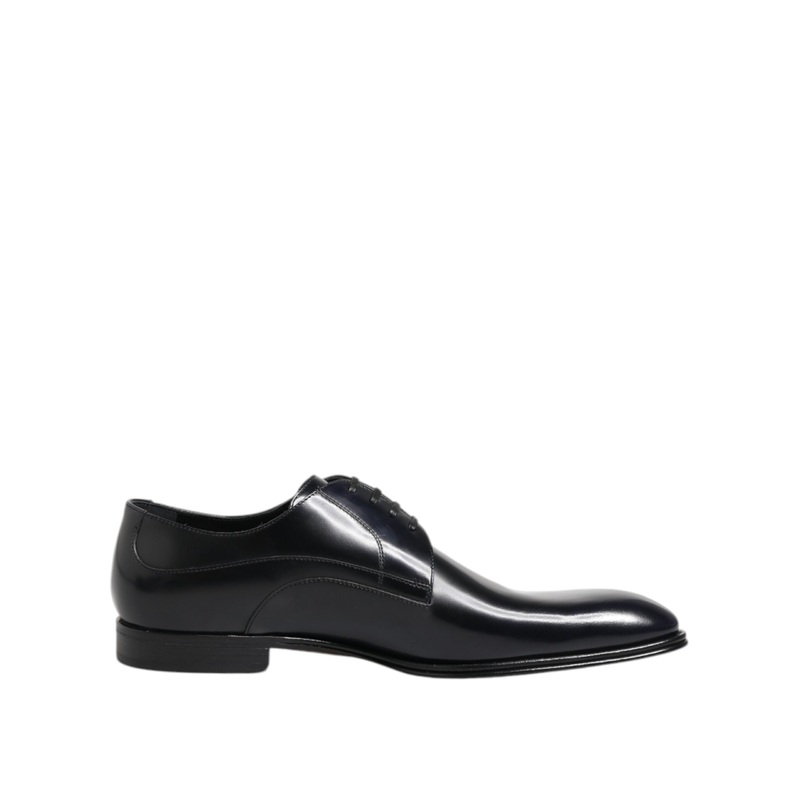 Dolce & Gabbana Navy Blue Leather Lace Up Derby Formal Shoes