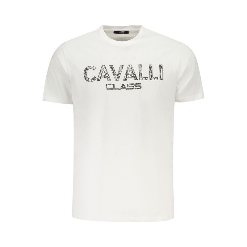Cavalli Class White Cotton Men T-Shirt