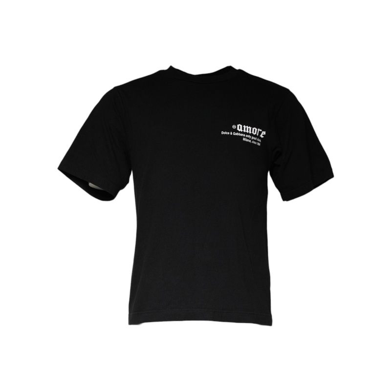 Dolce & Gabbana Black Amore Print Cotton Crew Neck T-shirt