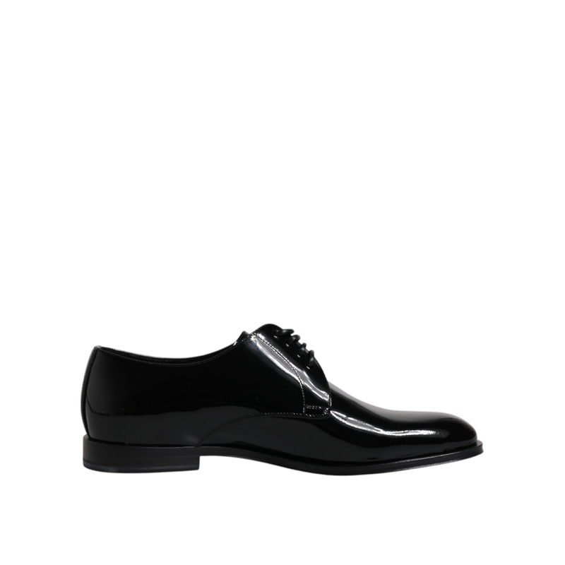 Dolce & Gabbana Black Patent Leather Derby Formal Dress Shoes