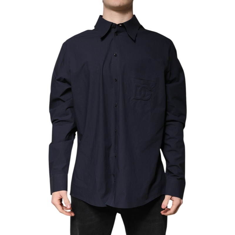 Dolce & Gabbana Dark Blue Cotton Long Sleeve Shirt