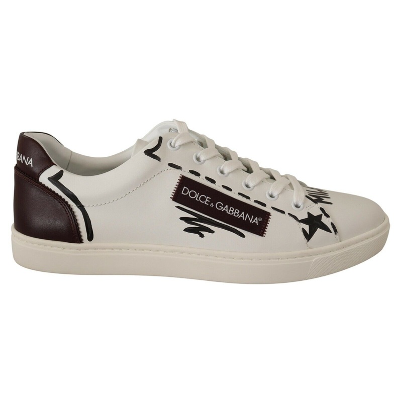 Dolce & Gabbana White Bordeaux Leather Low Tops Sneakers