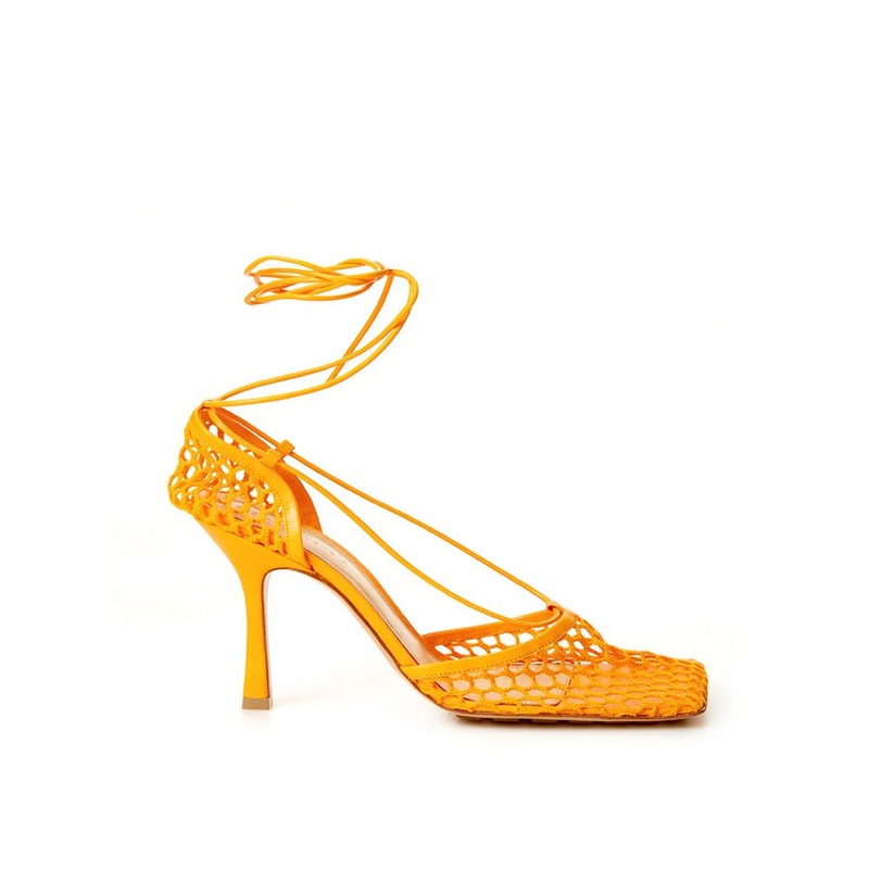 Bottega Veneta Orange Fabric And Leather Pump