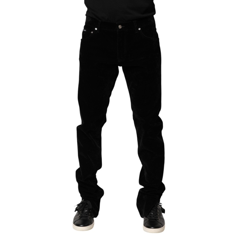 Dolce & Gabbana Black Cotton Men Dress Formal Trouser Pants