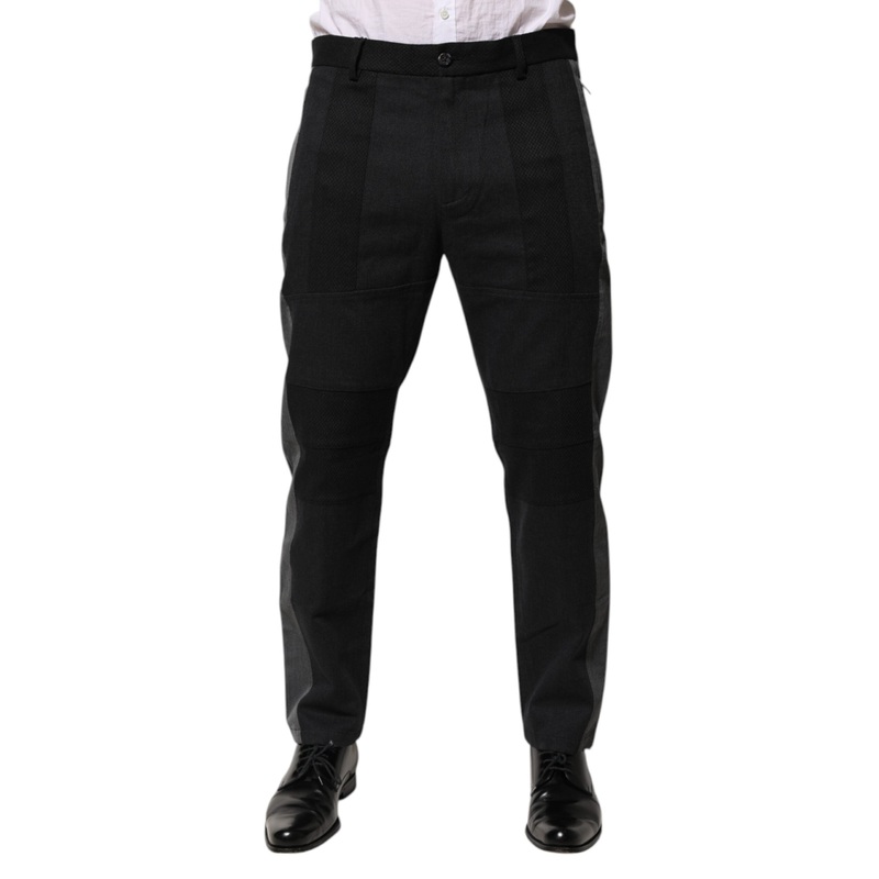 Dolce & Gabbana Black Gray Cotton Dress Formal Trouser Pants