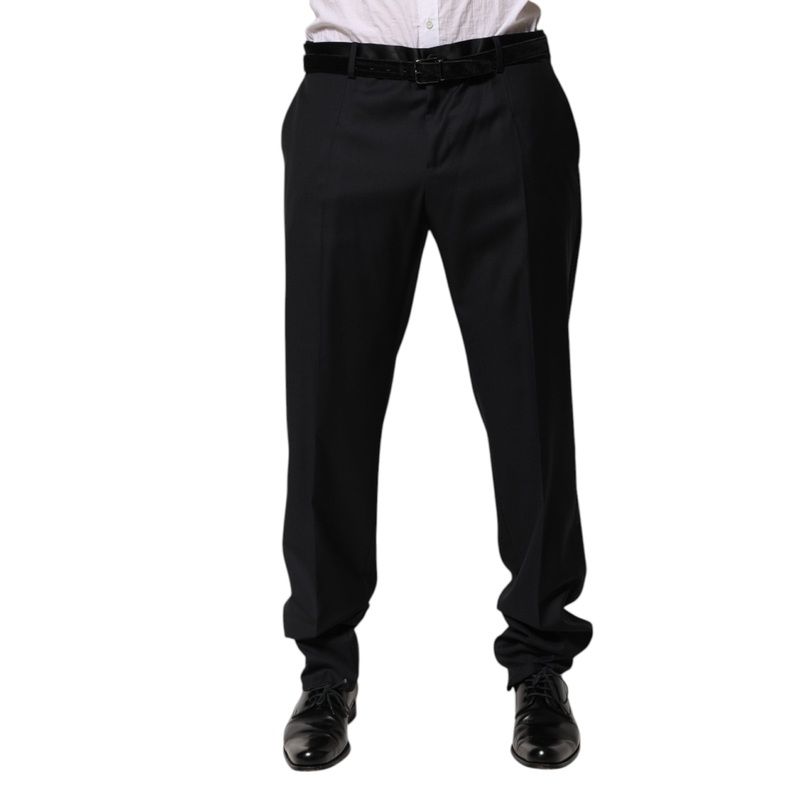 Dolce & Gabbana Black Wool Men Formal Dress Trouser Pants