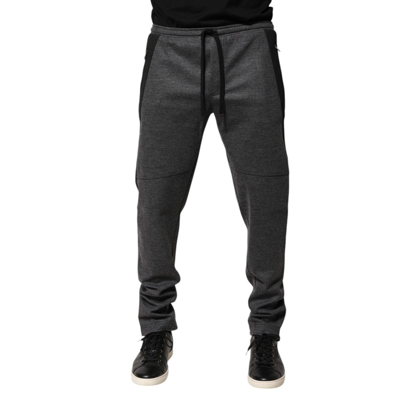 Dolce & Gabbana Gray Black Wool Blend Jogger Sweatpants  Pants