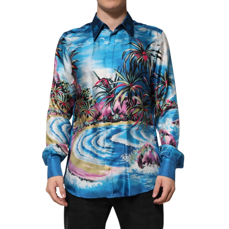 Dolce & Gabbana Multicolor Silk DG Long Sleeves Formal Shirt