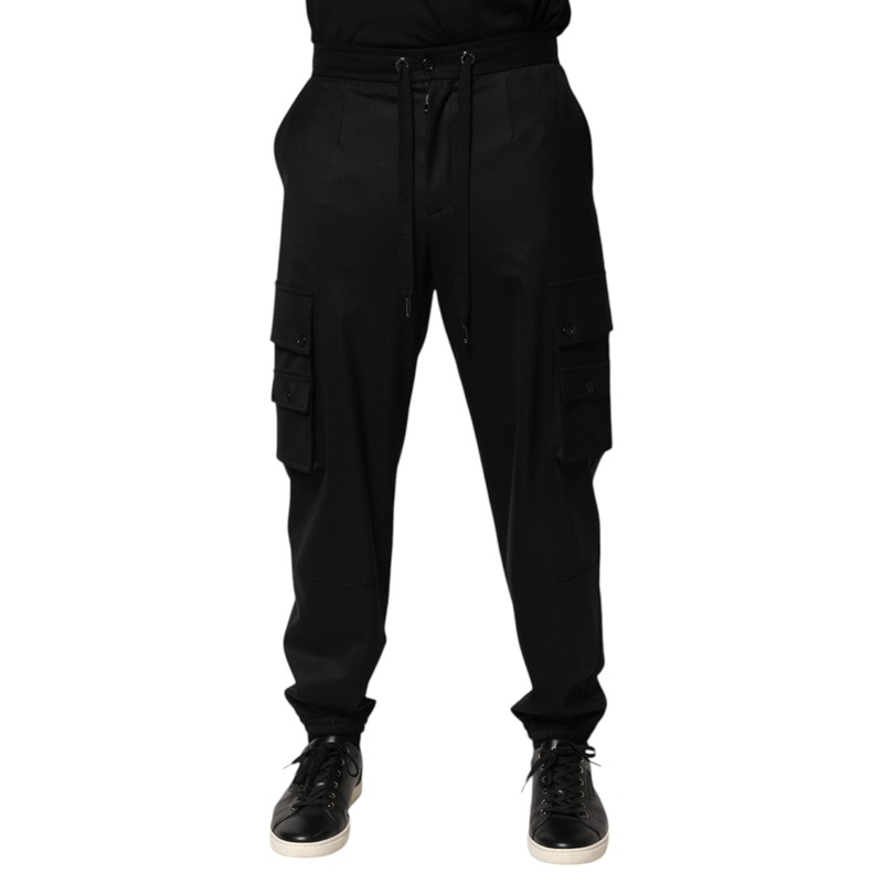 Dolce & Gabbana Solid Black Cargo Jogger Men Sweatpants Pants