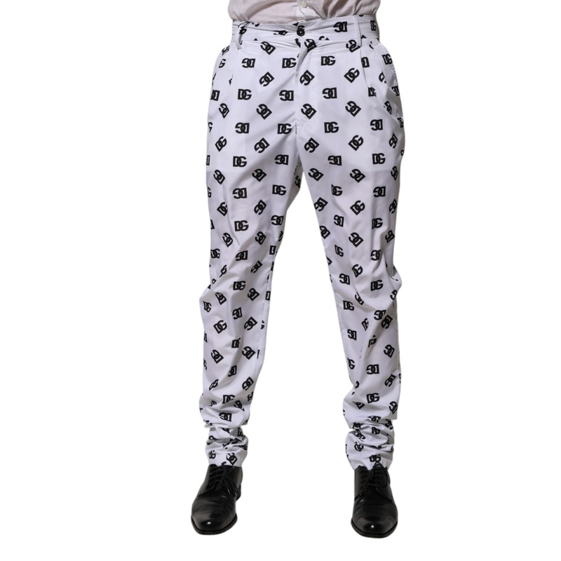 Dolce & Gabbana White Logo Cotton Skinny Denim Trouser Pants