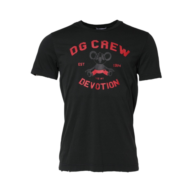 Dolce & Gabbana Black DG Crew Devotion Cotton Crew Neck T-shirt