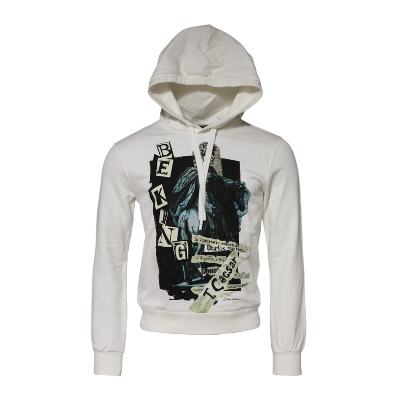Dolce & Gabbana White King Caesar Hooded Sweatshirt Sweater