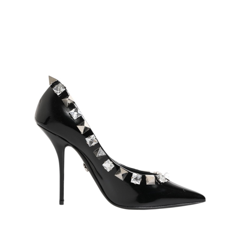 Dolce & Gabbana Black Crystals Studs Stiletto Pumps Shoes