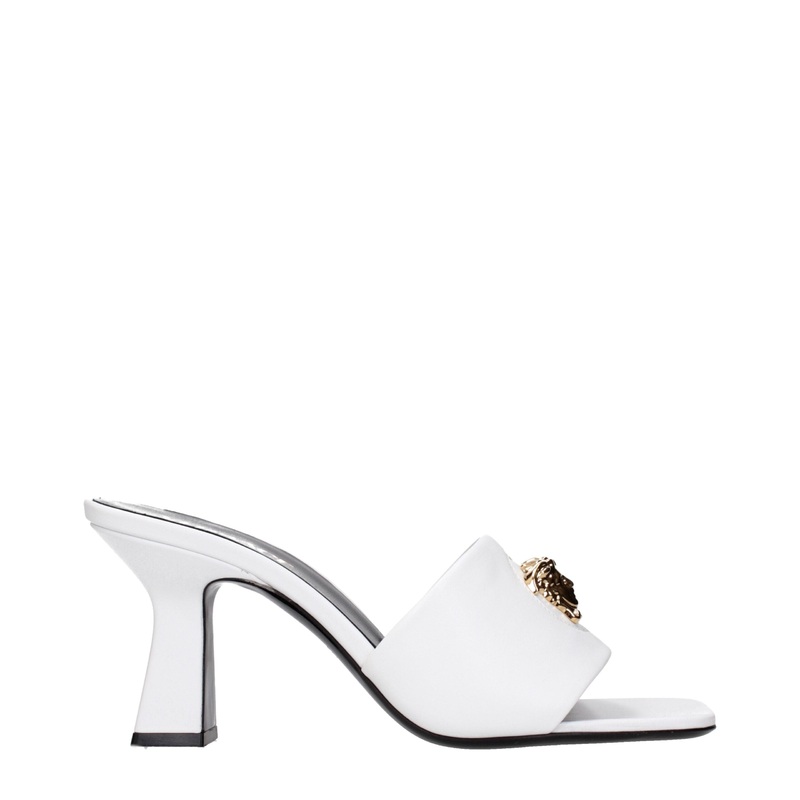 Versace White Leather Stiletto Heels Sandals