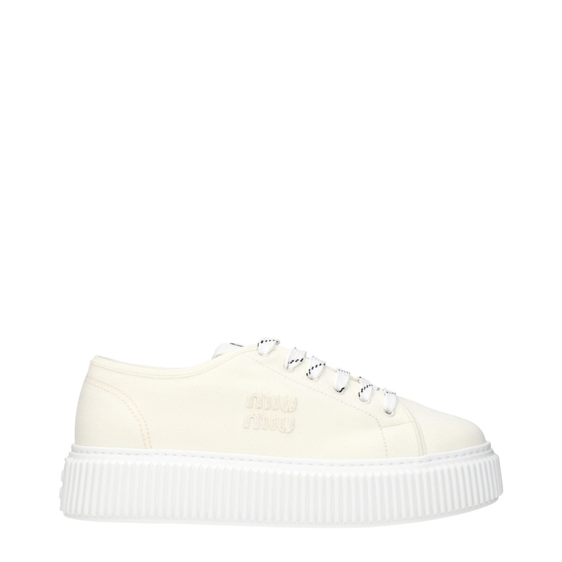 Miu Miu Beige Fabric Platform Sneakers