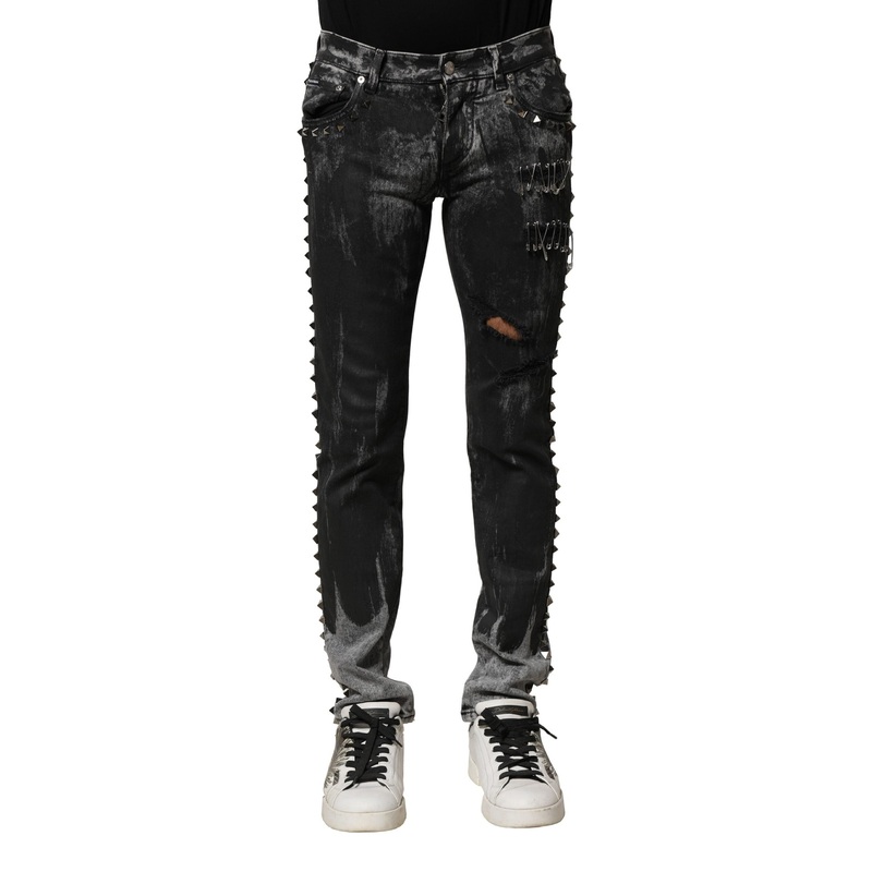 Dolce & Gabbana Black Washed Embellished Skinny Denim Jeans