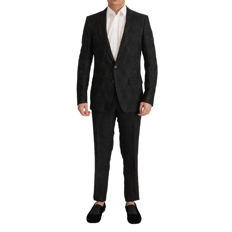Dolce & Gabbana Black Brocade Formal 2 Piece MARTINI Suit