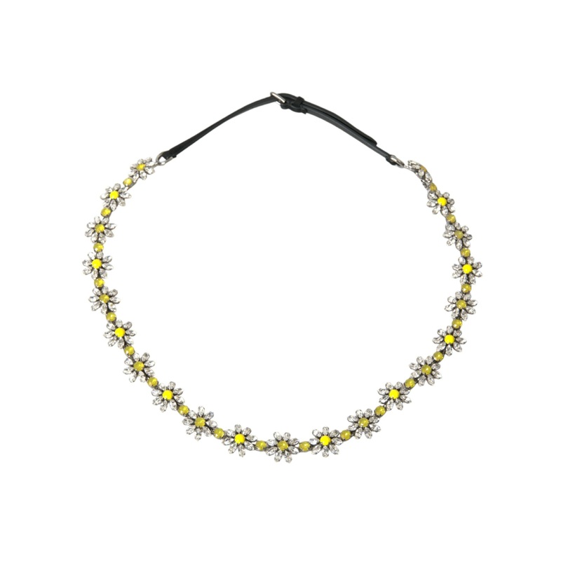 Dolce & Gabbana Black Daisy Crystal Dauphine Waist Belt