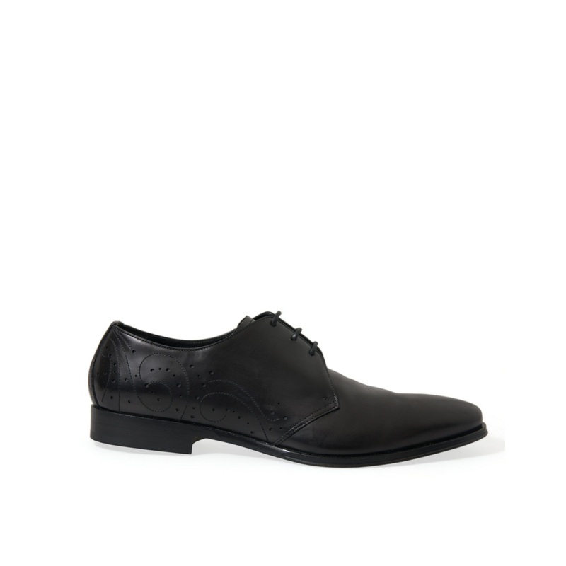 Dolce & Gabbana Black Leather Lace Up Formal Derby Dress Shoes