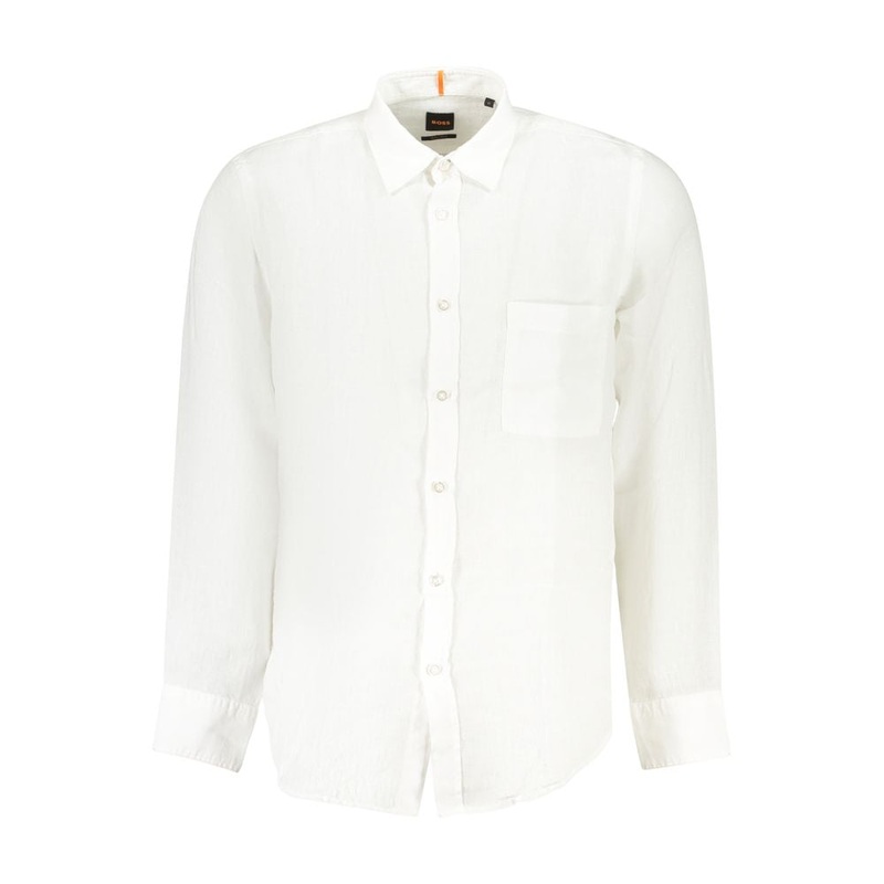 Hugo Boss White Linen Men Shirt