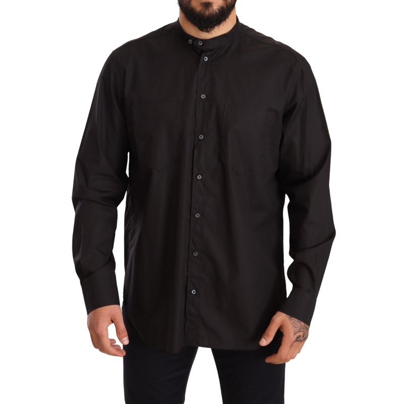 Dolce & Gabbana Black 100% Cotton Formal Dress Top Shirt