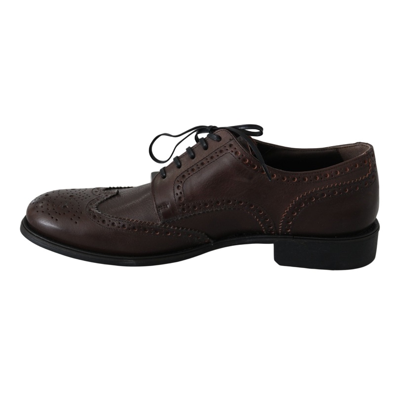 Dolce & Gabbana Brown Leather Brogue Derby Dress Shoes