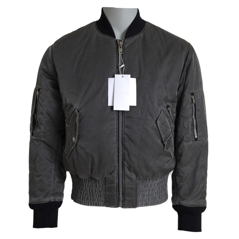 MM6 Maison Margiela Gray Bomber Zipper Pocket Sleeves Jacket