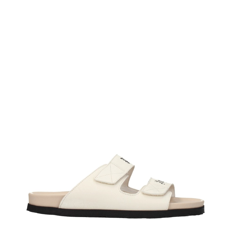 Palm Angels Beige Leather Slippers Sandals