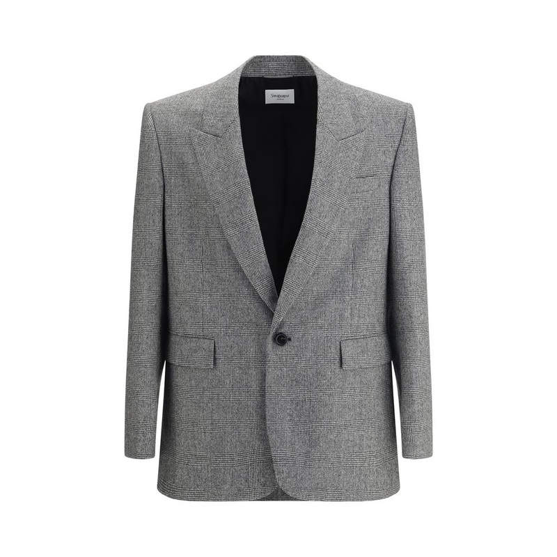 Saint Laurent Prince de Galles wool flannel Blazer