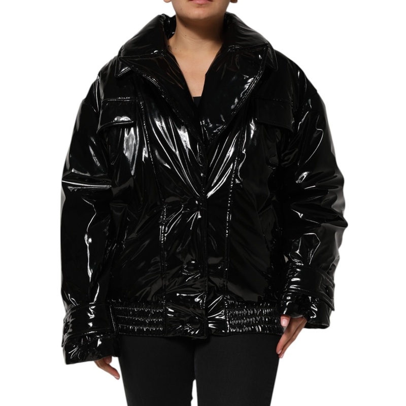 Dolce & Gabbana Black Polyester Quilted Puffer Coat Jacket
