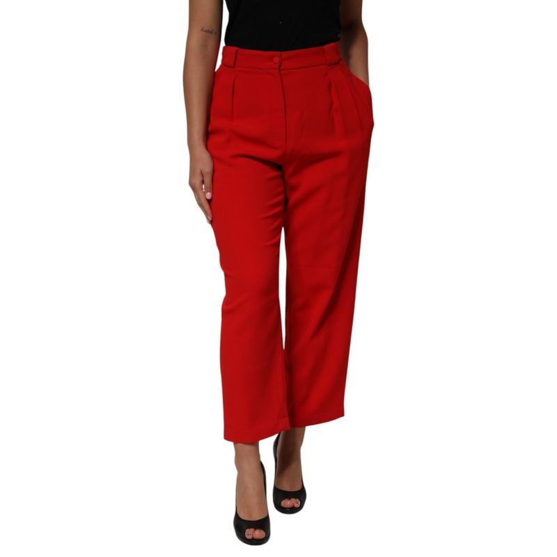 Dolce & Gabbana Red HighWaist Straight Women Trouser Pants