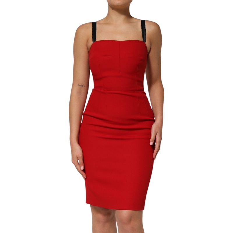 Dolce & Gabbana Red Stretch Bodycon Sheath Knee Length Dress