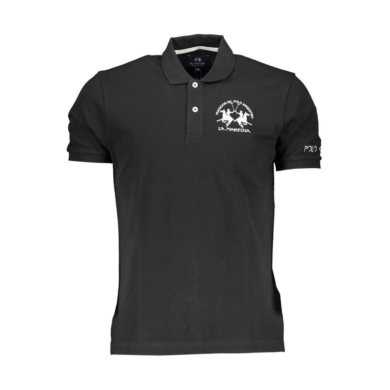 La Martina Black Cotton Polo Shirt