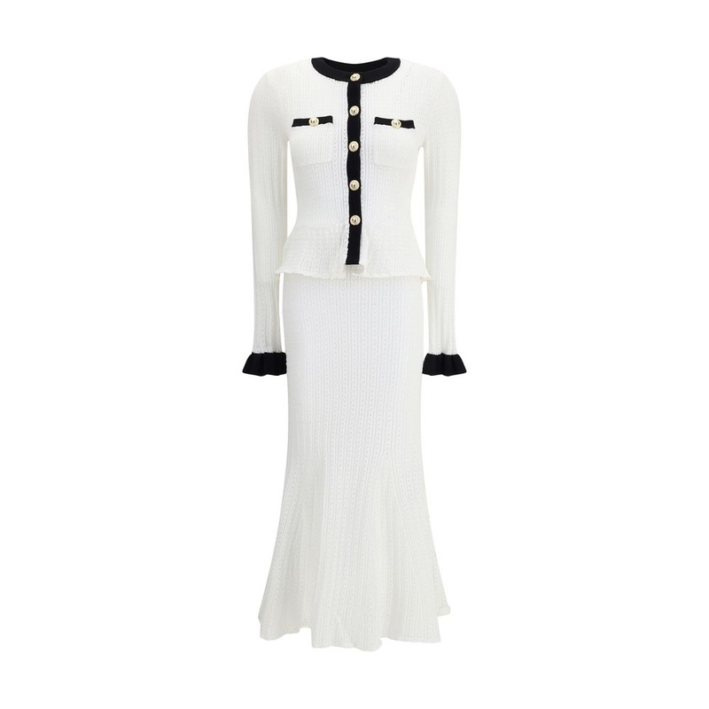 Self-Portrait Pointelle Knit Long Dress